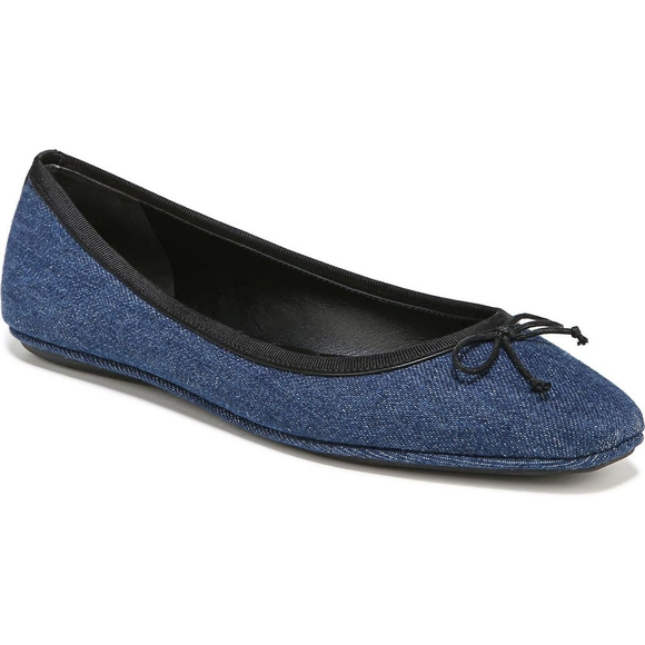 NEW Veronica Beard Beatrix Denim Slip On Bow Ballet Flats. Color Mountain Blue. - Picture 3 of 11
